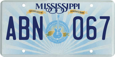 MS license plate ABN067