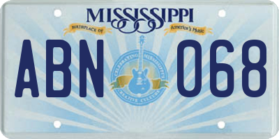 MS license plate ABN068