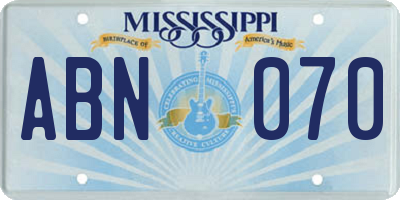 MS license plate ABN070