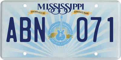 MS license plate ABN071