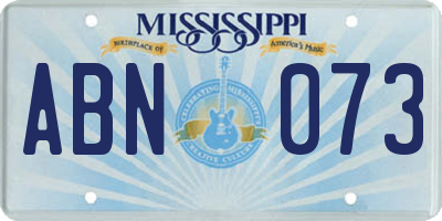 MS license plate ABN073