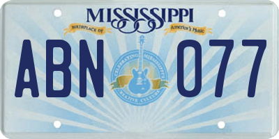 MS license plate ABN077