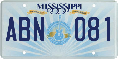 MS license plate ABN081