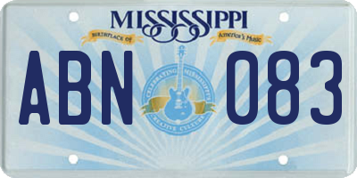 MS license plate ABN083