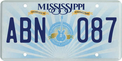 MS license plate ABN087