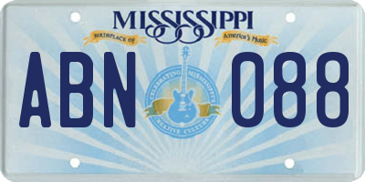 MS license plate ABN088