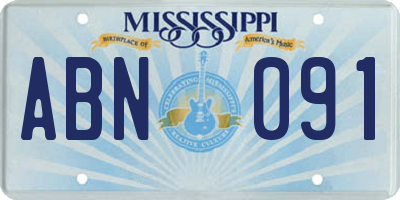 MS license plate ABN091