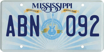 MS license plate ABN092