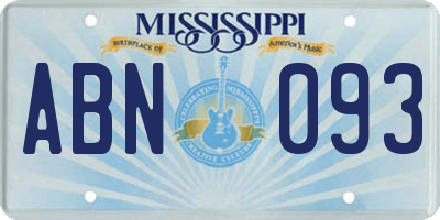 MS license plate ABN093