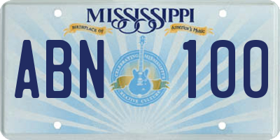 MS license plate ABN100