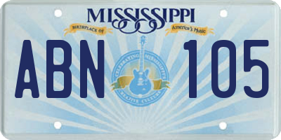 MS license plate ABN105