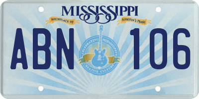 MS license plate ABN106