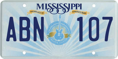 MS license plate ABN107