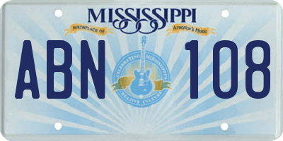 MS license plate ABN108