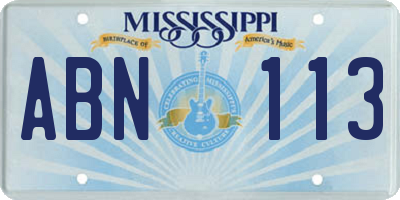 MS license plate ABN113