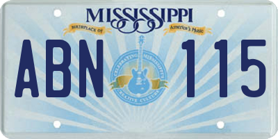 MS license plate ABN115