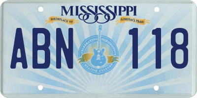 MS license plate ABN118