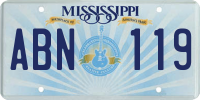 MS license plate ABN119