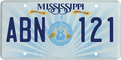 MS license plate ABN121