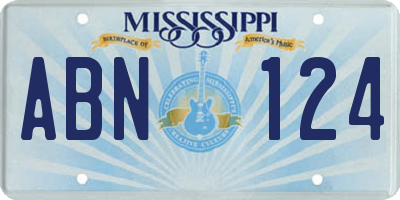 MS license plate ABN124