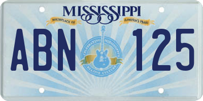 MS license plate ABN125