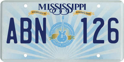 MS license plate ABN126