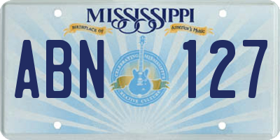 MS license plate ABN127