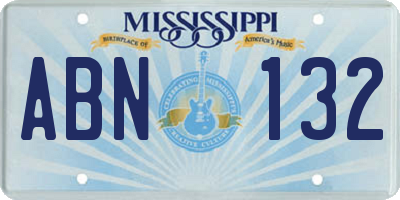 MS license plate ABN132