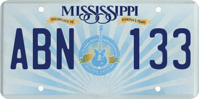 MS license plate ABN133