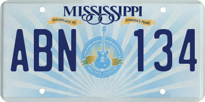 MS license plate ABN134