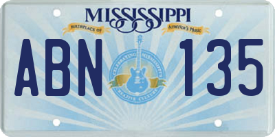 MS license plate ABN135