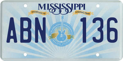 MS license plate ABN136