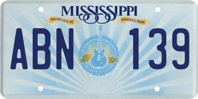 MS license plate ABN139