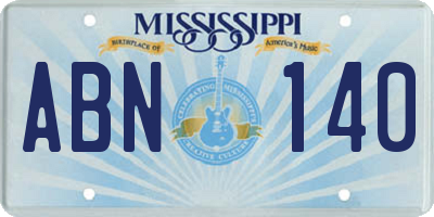 MS license plate ABN140