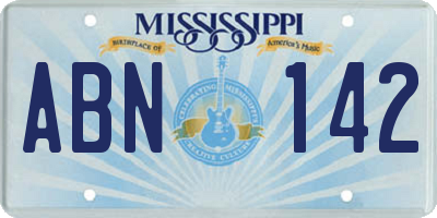 MS license plate ABN142