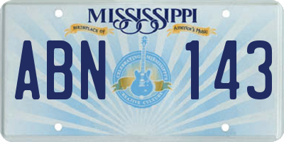 MS license plate ABN143