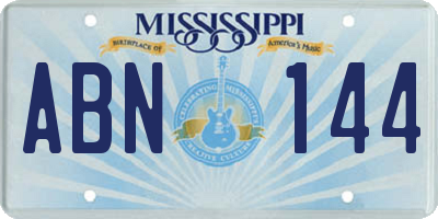 MS license plate ABN144