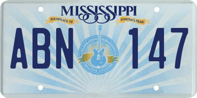 MS license plate ABN147