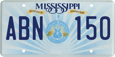 MS license plate ABN150