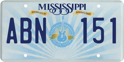MS license plate ABN151