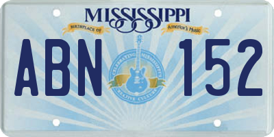 MS license plate ABN152