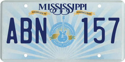 MS license plate ABN157