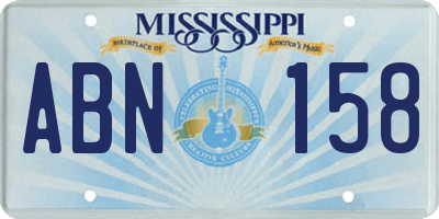 MS license plate ABN158