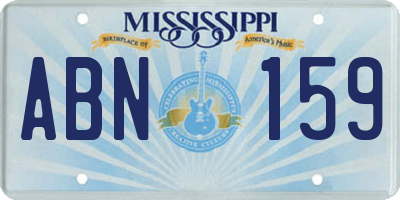 MS license plate ABN159