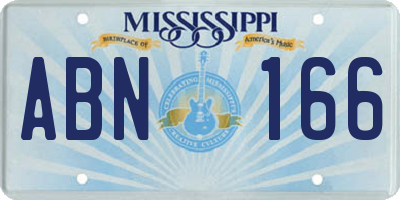 MS license plate ABN166