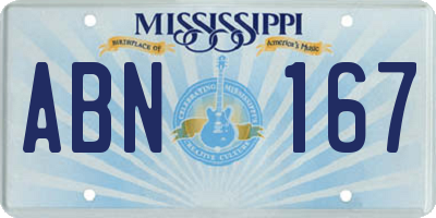 MS license plate ABN167