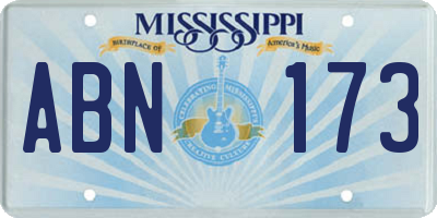 MS license plate ABN173