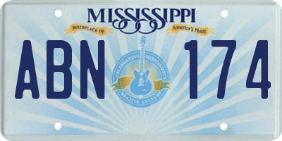 MS license plate ABN174