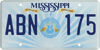 MS license plate ABN175