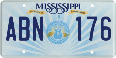 MS license plate ABN176